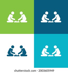 Board Games Flat four color minimal icon set