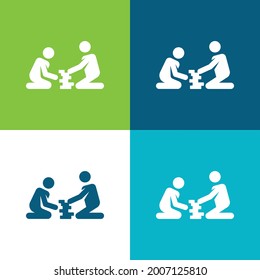 Board Games Flat four color minimal icon set