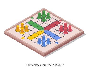Board games and having fun, hobbies and recreation. Isolated board with squares and turns, pawns for steps. Playing and entertaining, children and adults pastime and skill. Vector in flat style