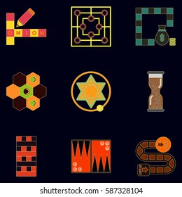 board games icons set, table games for kids collection