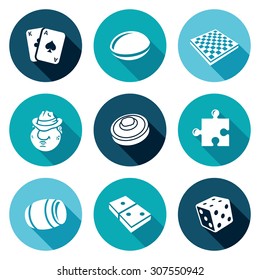 Board games Icons Set. Vector Illustration. Isolated Flat Icons collection on a color background for design