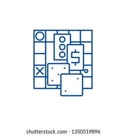 Board games line icon concept. Board games flat  vector symbol, sign, outline illustration.