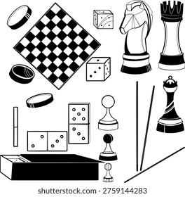 Board games pieces and elements set