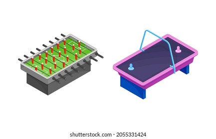 Board games set. Football and air hockey tables vector illustration