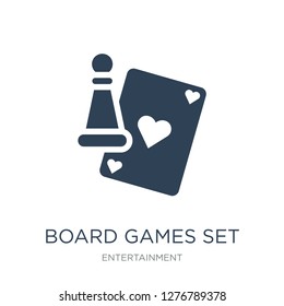 board games set icon vector on white background, board games set trendy filled icons from Entertainment collection, board games vector illustration