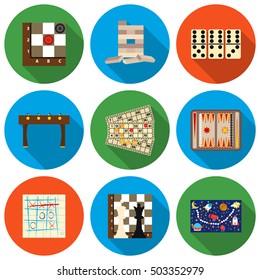 Board games set icons in flat style. Big collection board games vector symbol stock illustration