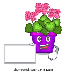 With board geranium flower isolated with the mascot