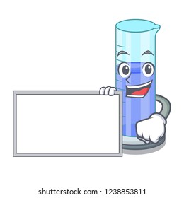With board graduated cylinder with on mascot liquid