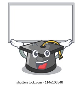 Up board graduation hat character cartoon