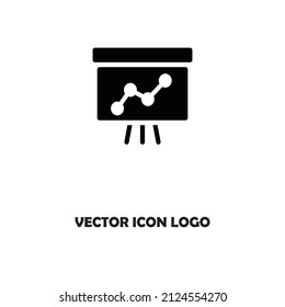 board with graph - black vector icon