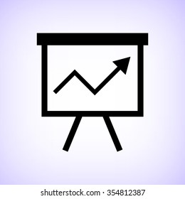 board with graph -  black vector icon