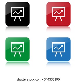 board with graph  - color vector icon  with shadow