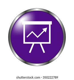 board with graph - vector icon; violet button