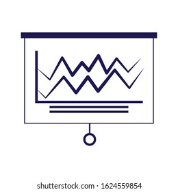 board with graphic chart icon over white background, flat design, vector illustration
