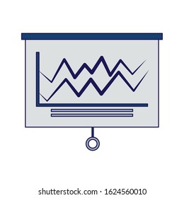 board with graphic chart icon over white background, vector illustration