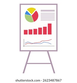 Board with graphs and charts. Vector illustration isolated on white background