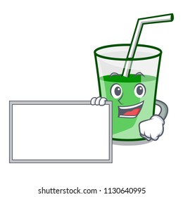 With board green smoothie character cartoon vector illustration
