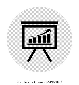 board with growing graph  - black vector icon