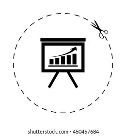 board with growing graph  - black vector icon