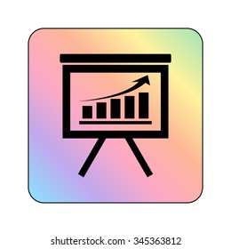 board with growing graph - vector icon