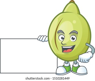 With board gubinge fruit cartoon for harvest symbol