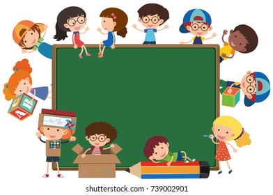 Children Wear Medical Face Mask Chalkboard Stock Vector (Royalty Free ...