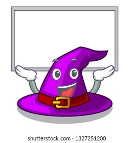 Up board with hat in the shape mascot