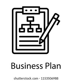 
A board with hierarchical chart and pen over it denoting business plan 
