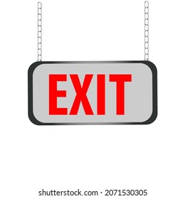  The board is hung on an iron chain with the exit written on it, a simple illustration of a vector clip-art.