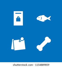 board icon. 4 board set with raw fish, bone, miscellaneous and post it vector icons for web and mobile app