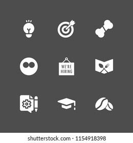 board icon. 9 board set with menu, think, target and mortarboard vector icons for web and mobile app