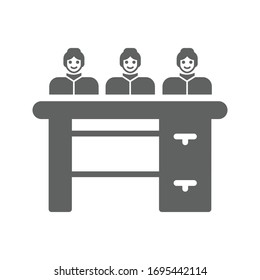 Board icon, collaboration, consultation desk / gray version