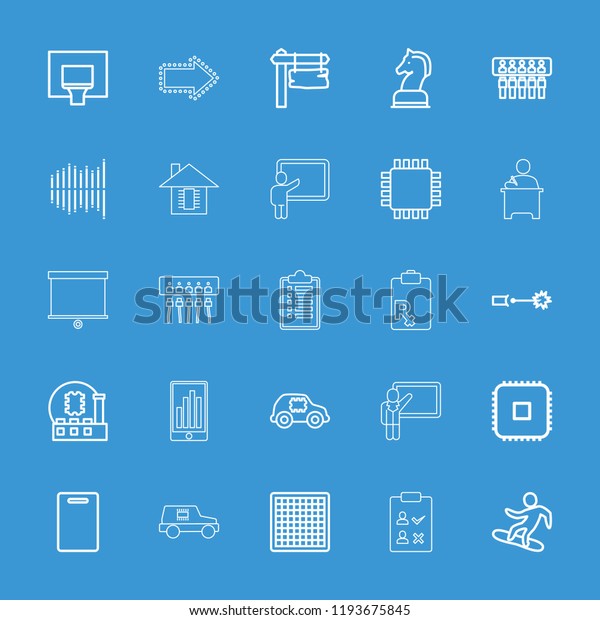 Board icon. collection of 25\
board outline icons such as cutting board, cpu, cpu in car,\
equalizer, spu, basketball basket. editable board icons for web and\
mobile.