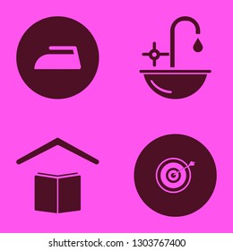 board icon set with school, sink and target vector illustration
