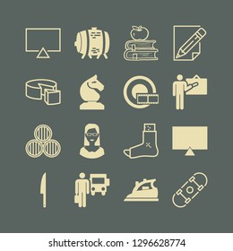 board icon set with skateboard, dart board and teacher vector illustration