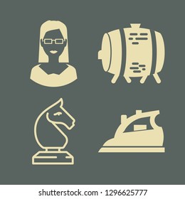 board icon set with teacher woman, barrel and iron vector illustration