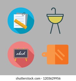 board icon set. vector set about notes, blackboard, sink and kitchen board icons set.