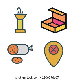board icon set. vector set about sink, open box, salami and placeholder icons set.