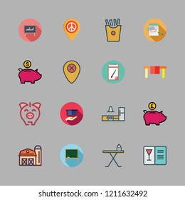 board icon set. vector set about kitchen, notes, placeholder and french fries icons set.