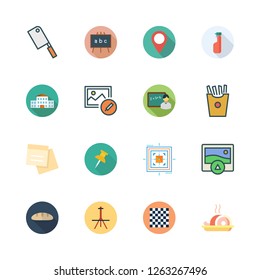 board icon set. vector set about teacher, meat, note and push pin icons set.