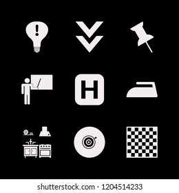 board icon. board vector icons set hospital sign, push pin, attention sign bulb and iron