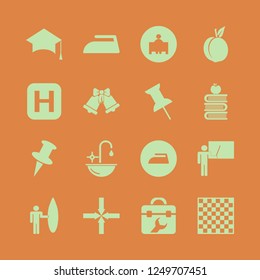 board icon. board vector icons set teacher at blackboard, surfer with board, sleigh bells and iron