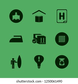 board icon. board vector icons set attention sign bulb, chess board, kitchen scale and teacher