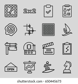 Board icons set. set of 16 board outline icons such as direction board