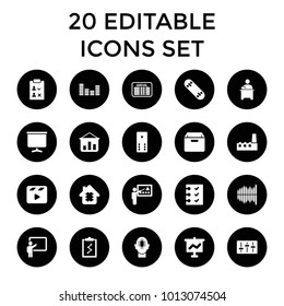 Board icons. set of 20 editable filled board icons such as cpu in house, teacher, movie clapper, equalizer, checklist. best quality board elements in trendy style.