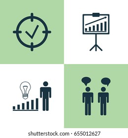 Board Icons Set. Collection Of Approved Target, Report Demonstration, Decision Making And Other Elements. Also Includes Symbols Such As Diagram, Presentation, Goal.
