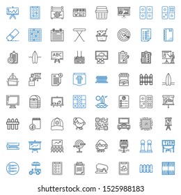 board icons set. Collection of board with backgammon, fence, tasks, stapler, clipboard, task, stand, list, exhibition, pawn, billboard, teacher. Editable and scalable board icons.
