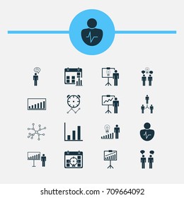 Board Icons Set. Collection Of Decision Making, Team Meeting, Personal Character And Other Elements. Also Includes Symbols Such As Goals, Manage, Cooperation.