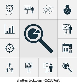 Board Icons Set. Collection Of Presentation Date, Report Demonstration, Approved Target And Other Elements. Also Includes Symbols Such As Analysis, Report, Deadline.
