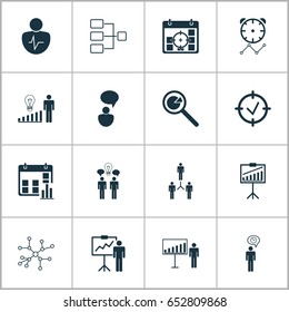Board Icons Set. Collection Of Presentation Date, Opinion Analysis, Reminder And Other Elements. Also Includes Symbols Such As Team, Connection, Conversation.